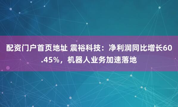 配资门户首页地址 震裕科技：净利润同比增长60.45%，机器人业务加速落地